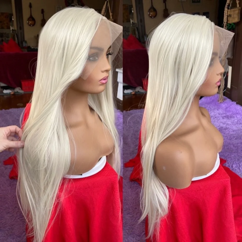 White blonde platinum lace front wig